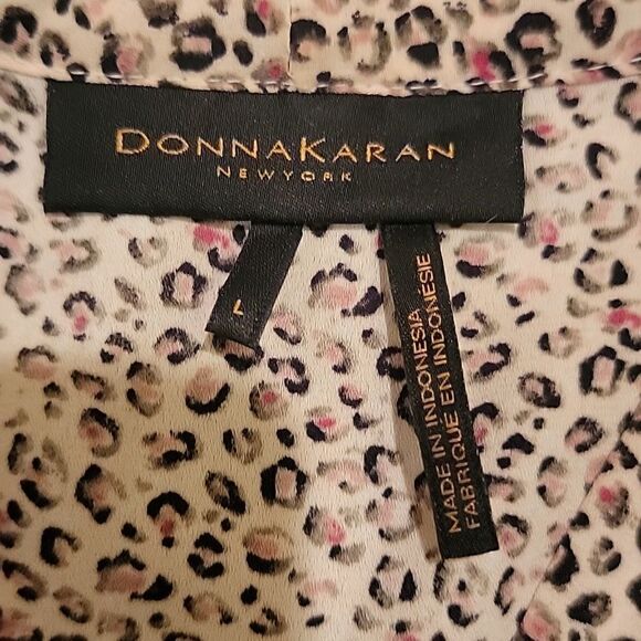 Donna Karan leopard print tie neck sleeveless blouse L - Picture 6 of 8